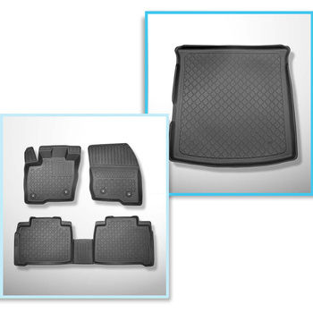 Kit tapis de coffre et tapis de voiture TPE pour: Ford S-Max III Monospace (09.2015-....) - 5 places; également pour les hybrides; sans 3ème rangée