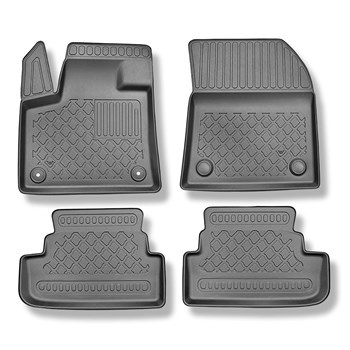 Tapis de sol en TPE adapté pour Peugeot 3008 II Hybrid & Hybrid4 SUV (09.2019-....) - sans Hi-Fi-System FOCAL - tapis de voiture - noir