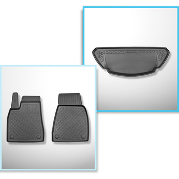 Kit tapis de coffre et tapis de voiture TPE pour: Tesla Model X SUV (10.2016-12.2020) - 6/7 places;solo anteriori;coffre avant