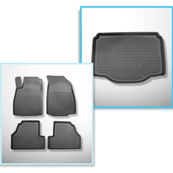 Kit tapis de coffre et tapis de voiture TPE PREMIUM pour: Opel Mokka SUV (09.2012-06.2019) - aussi pour la version Allroad