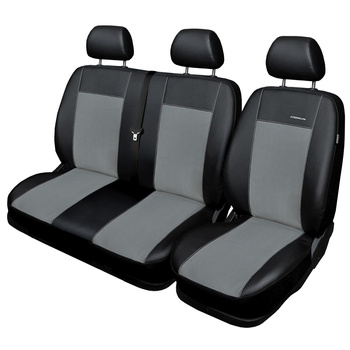 Housses de siège sur mesure adaptées pour Volkswagen Transporter T6 Van (2015-2019) seulement les sièges avant - 1+2 - housse siege voiture - couverture siege - gris