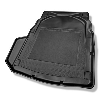 Tapis de coffre adapté pour Mercedes-Benz Classe E W212 Berline (03.2009-03.2016) - bac de coffre - protection de coffre voiture - avec cavité gauche (éventuellement à couper) ; surface plate du coffre