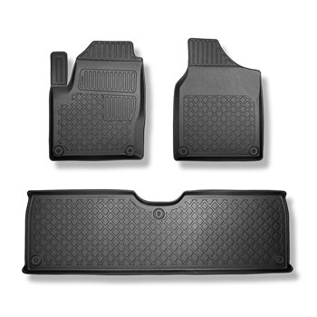 Tapis de sol en TPE adapté pour Volkswagen Sharan I Van (12.2015-10.2022) - 5 ou 7 sièges; sans la troisième rangée de sièges - tapis de voiture - noir