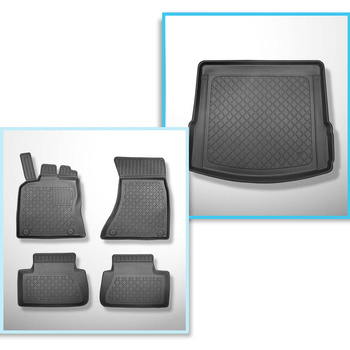 Kit tapis de coffre et tapis de voiture TPE pour: Porsche Macan SUV (03.2014-06.2024) - aussi pour les modèles avec des rails de fixation