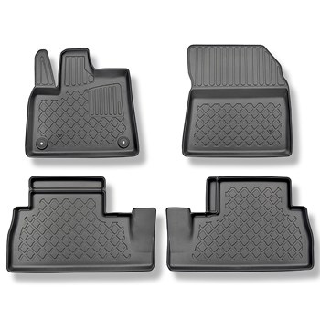 Tapis de sol en TPE adapté pour Citroen e-Berlingo III Van (09.2021-....) - 5 ou 7 sièges; sans la troisième rangée de sièges; version courte et longue; avec sièges réglables et non réglables dans la première rangée - tapis de voiture - noir