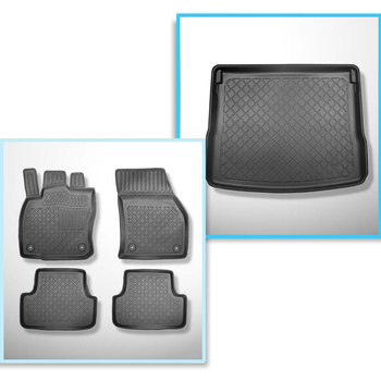Kit tapis de coffre et tapis de voiture TPE pour: Seat Ateca SUV (09.2016-....) - plancher amovible du coffre en la position haute ou avec entraînement 4 roues