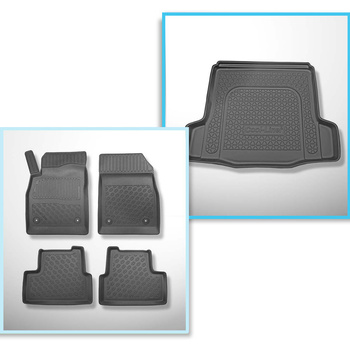 Kit tapis de coffre et tapis de voiture TPE PREMIUM pour: Chevrolet Cruze Berline (05.2009-2011) - avec roue de secours à usage temporaire