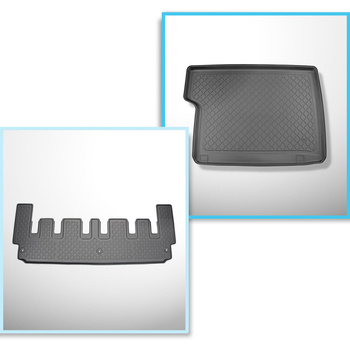 Kit tapis de coffre et tapis de voiture TPE pour: Ford Tourneo Custom Van (02.2018-06.2023)