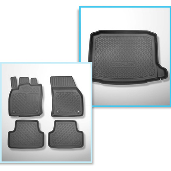 Kit tapis de coffre et tapis de voiture TPE PREMIUM pour: Seat Ateca SUV (09.2016-....) - coffre inférieur; modèles sans plancher amovible du coffre