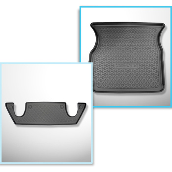 Kit tapis de coffre et tapis de voiture TPE pour: Tesla Model X SUV (10.2016-12.2020) - 6 posti;III rangée;coffre supérieur;derrière 2ème rangée de sièges (3me rangée abaissée)