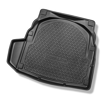 Tapis de coffre adapté pour Mercedes-Benz Classe E W212 Berline (03.2009-03.2016) - bac de coffre - protection de coffre voiture - avec cavité gauche (éventuellement à couper) ; surface plate du coffre