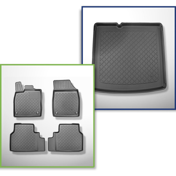 Kit tapis de coffre et tapis de voiture TPE pour: Skoda Enyaq iV SUV, Coupé (04.2021-....) - coffre inférieur;modèle sans plancher amovible de coffre