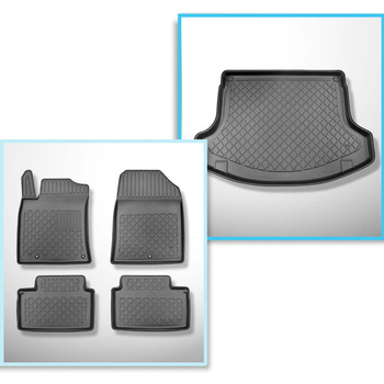 Kit tapis de coffre et tapis de voiture TPE pour: Hyundai i30 III PD Fastback (12.2017-2020) - cavité droite amovible dans les modèles avec une cavité plus étroite