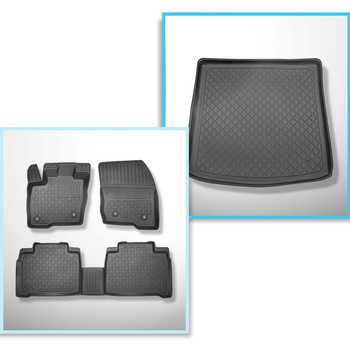 Kit tapis de coffre et tapis de voiture TPE pour: Ford Galaxy III Monospace (09.2015-....) - 7 places; 3me rangée abaissée