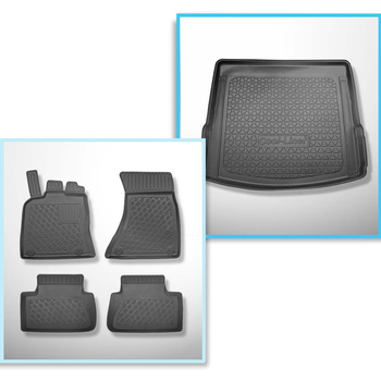 Kit tapis de coffre et tapis de voiture TPE PREMIUM pour: Porsche Macan SUV (03.2014-....) - aussi pour les modèles avec des rails de fixation