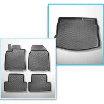 Kit tapis de coffre et tapis de voiture TPE PREMIUM pour: Nissan Qashqai I Crossover (02.2007-01.2014)