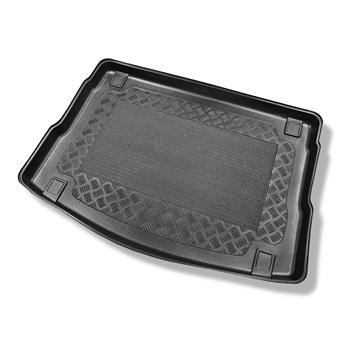 Tapis de coffre adapté pour Hyundai i30 III PD Hayon (02.2017-....) - bac de coffre - protection de coffre voiture - coffre supérieur; avec plancher deux niveaux du coffre; non pour 48V-Hybrid; sans caisson de graves