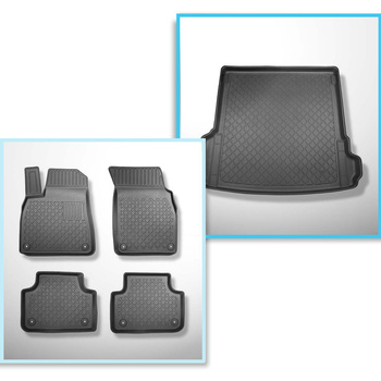 Kit tapis de coffre et tapis de voiture TPE pour: Audi Q7 4M SUV (06.2015-....) - 5/7 seats (3rd row pulled down); également pour les modèles avec rail de montage; sans 3ème rangée