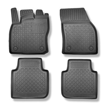 Tapis de sol en TPE adapté pour Skoda Kodiaq SUV (12.2015-10.2022) - 5 ou 7 sièges; sans la troisième rangée de sièges - tapis de voiture - noir