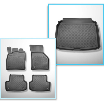 Kit tapis de coffre et tapis de voiture TPE pour: Audi A3 8V Hayon, Sportback (08.2012-03.2020) - sur le coffre inférieur et supérieur; non pour e-tron