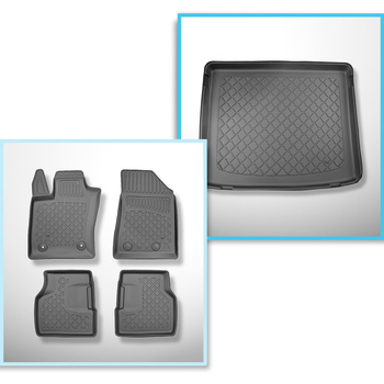 Kit tapis de coffre et tapis de voiture TPE pour: Alfa Romeo Tonale 965 SUV (05.2022-....) - coffre supérieur;plancher amovible au plus haut niveau;également pour les hybrides
