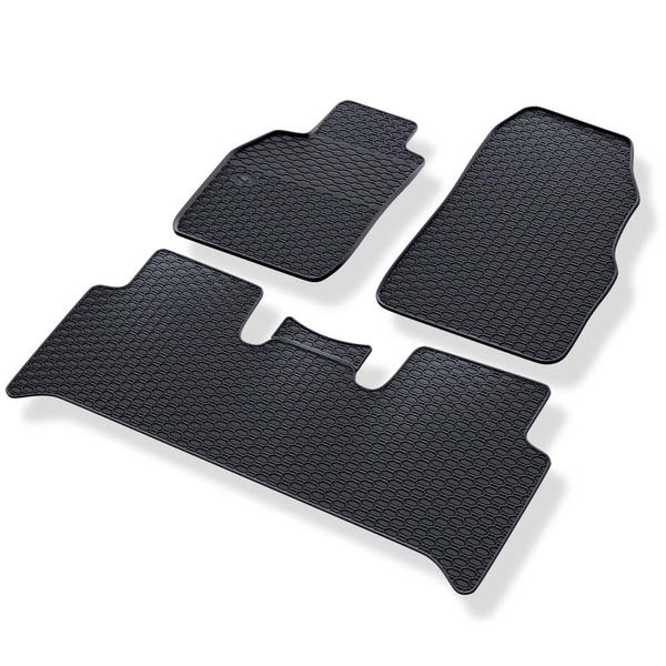 Tapis de sol en caoutchouc adapté pour Renault Scenic II Monospace (2003-2009) - tapis de voiture - noir - 3 pcs.