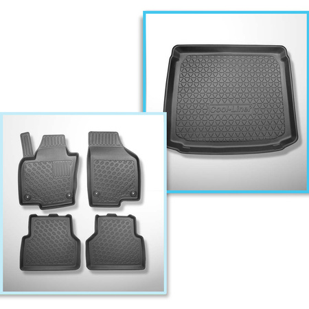 Kit tapis de coffre et tapis de voiture TPE PREMIUM pour: Volkswagen Tiguan I SUV (07.2007-04.2016) - coffre inférieur; avec kit de réparation