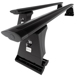 Barres de toit en aluminium adapté pour Peugeot 407 Berline (2004-2010) - Porte-Bagages de Voiture noir - points de montage - (suivant le modèle de voiture ils peuvent se situer à différents endroits)