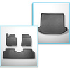Kit tapis de coffre et tapis de voiture TPE pour: Kia Carens IV Monospace (04.2013-08.2019) - 5 places; 3me rangée abaissée