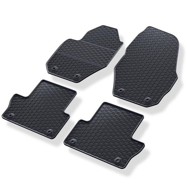 Tapis de sol en caoutchouc adapté pour Volvo XC60 I SUV (2008-2017) - tapis de voiture - noir - 4 pcs.