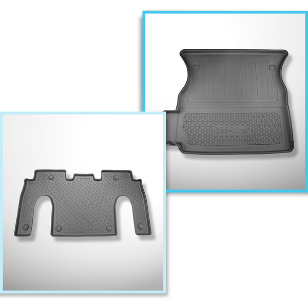 Kit tapis de coffre et tapis de voiture TPE pour: Tesla Model X SUV (01.2021-....) - 6 posti;II rangée;derrière 2ème rangée de sièges (3me rangée abaissée)