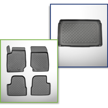 Kit tapis de coffre et tapis de voiture TPE pour: Peugeot 208 II Hayon (06.2019-