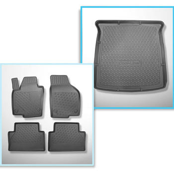 Kit tapis de coffre et tapis de voiture TPE PREMIUM pour: Seat Alhambra II Van (09.2010-03.2022) - 7 places; 3me rangée abaissée