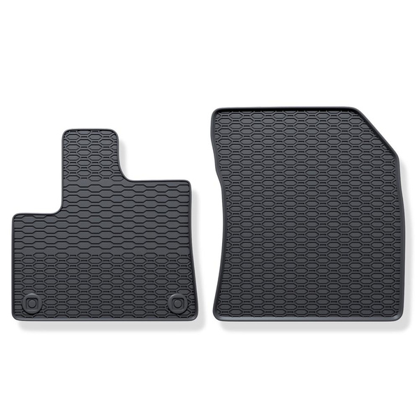 Tapis de sol en caoutchouc adapté pour Peugeot Partner III Van (2018-....) - tapis de voiture - noir - 2 pcs.