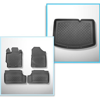 Kit tapis de coffre et tapis de voiture TPE pour: Toyota Yaris III Hayon (09.2011-08.2020) - coffre inférieur