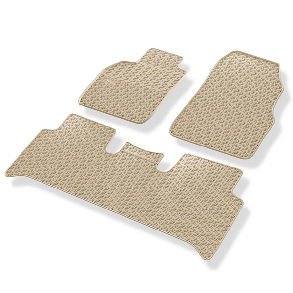 Tapis de sol en caoutchouc adapté pour Renault Scenic II Monospace (2003-2009) - tapis de voiture - beige - 3 pcs.