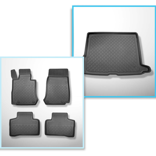 Kit tapis de coffre et tapis de voiture TPE pour: Mercedes-Benz GLC X253 SUV (09.2015-06.2022) - non pour version Plug-in hybride