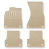 Tapis de sol en caoutchouc adapté pour Audi A6 C7 Avant, Berline (2011-2018) - tapis de voiture - beige - 4 pcs.