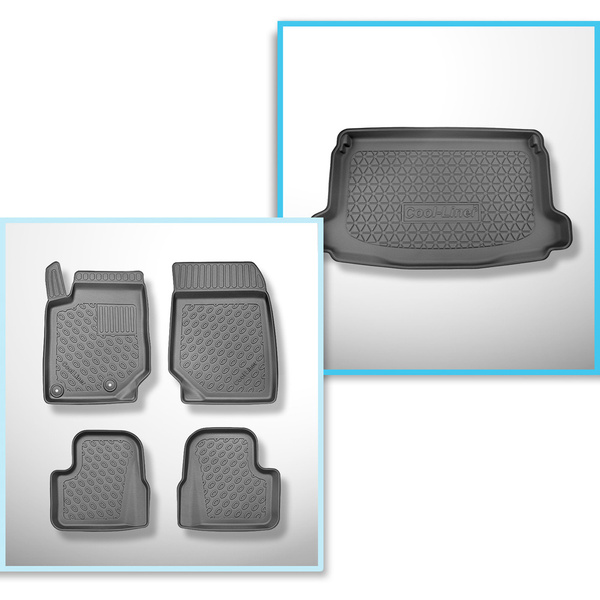 Kit tapis de coffre et tapis de voiture TPE pour: Jeep Avenger SUV (01.2023-....) - coffre supérieur;plancher amovible au plus haut niveau;pas pour la version électrique et Mild hybride