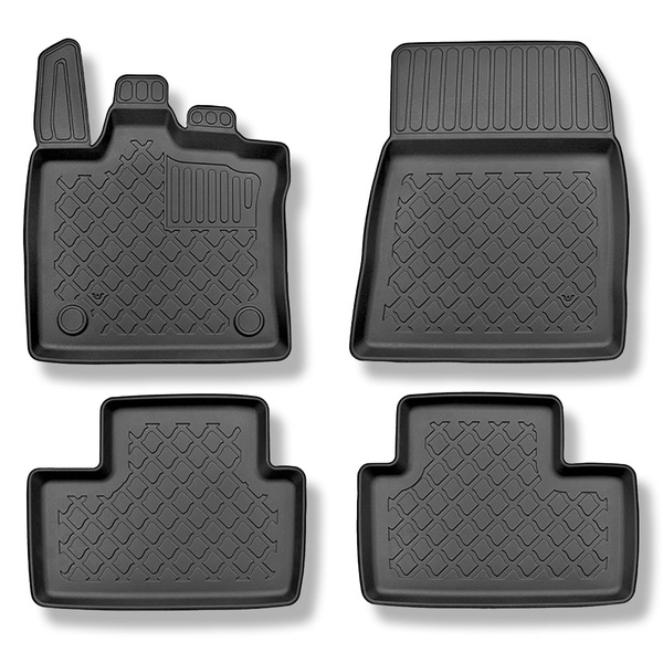Tapis de sol en TPE adapté pour Mitsubishi ASX II SUV (03.2023-....) - aussi pour la version hybride - tapis de voiture - noir