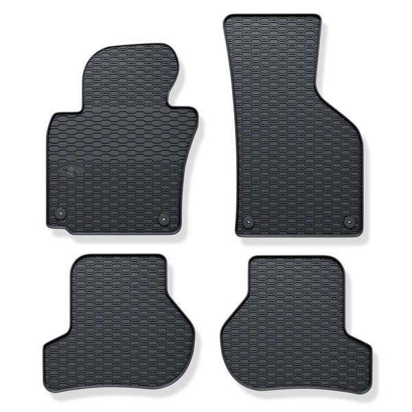 Tapis de sol en caoutchouc adapté pour Volkswagen Scirocco III Coupé (2008-2017) - tapis de voiture - noir - 4 pcs.