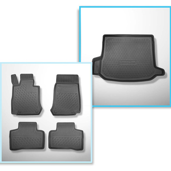 Kit tapis de coffre et tapis de voiture TPE PREMIUM pour: Mercedes-Benz GLC C253
