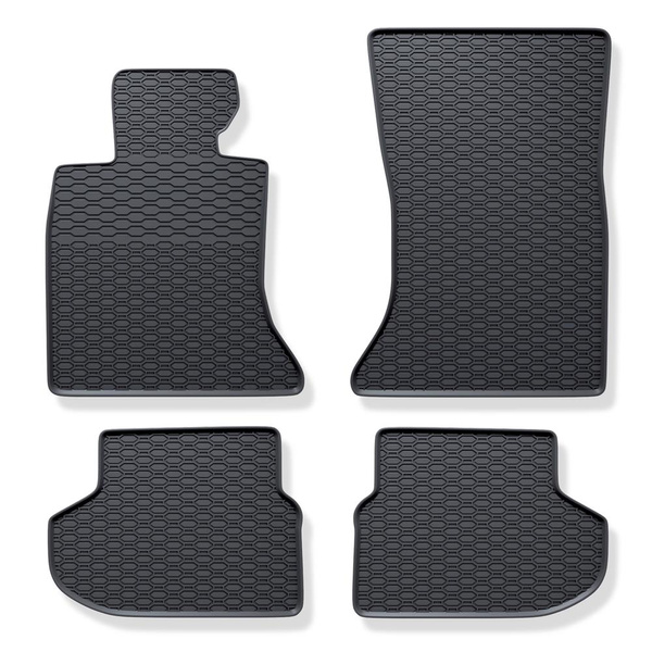 Tapis de sol en caoutchouc adapté pour BMW 5 F10, F11 Berline, Touring (2013-2017) - tapis de voiture - noir - 4 pcs.