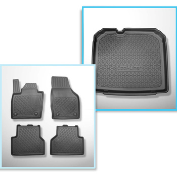 Kit tapis de coffre et tapis de voiture TPE PREMIUM pour: Audi Q3 SUV (08.2011-06.2018) - coffre inférieur; sans roue de secours à usage temporaire; aussi pour la version Quattro