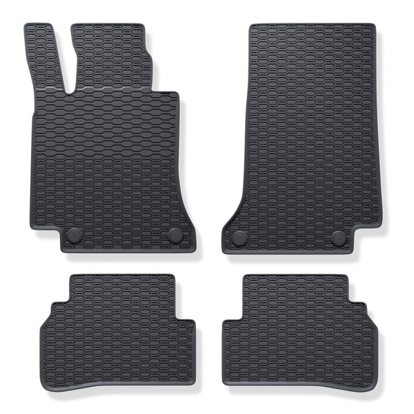 Tapis de sol en caoutchouc adapté pour Mercedes-Benz Classe C W205 Break, Berline (2013-2021) - tapis de voiture - noir - 4 pcs.