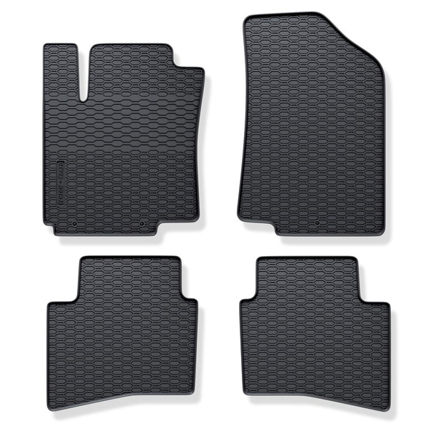 Tapis de sol en caoutchouc adapté pour Kia Rio III Hayon, Berline (2011-2016) - tapis de voiture - noir - 4 pcs.