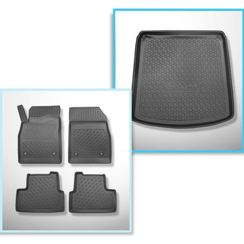 Kit tapis de coffre et tapis de voiture TPE PREMIUM pour: Opel Astra J Berline (09.2012-2015) - avec roue de secours à usage temporaire