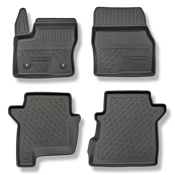Tapis de sol en TPE adapté pour Ford Tourneo Connect II Van (01.2014-2022) - 5 ou 7 sièges; sans la troisième rangée de sièges - tapis de voiture - noir