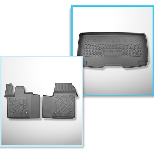 Kit tapis de coffre et tapis de voiture TPE pour: Volkswagen Multivan T7 Van (10.2021-....) - long entraxe;pour la 3ème rangée de sièges;aussi pour la version eHybrid PHEV