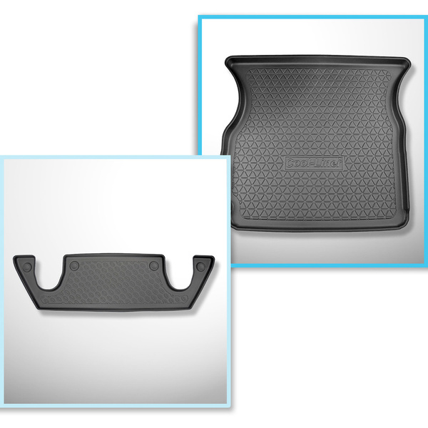 Kit tapis de coffre et tapis de voiture TPE pour: Tesla Model X SUV (10.2016-12.2020) - 6 posti;III rangée;coffre supérieur;derrière 2ème rangée de sièges (3me rangée abaissée)